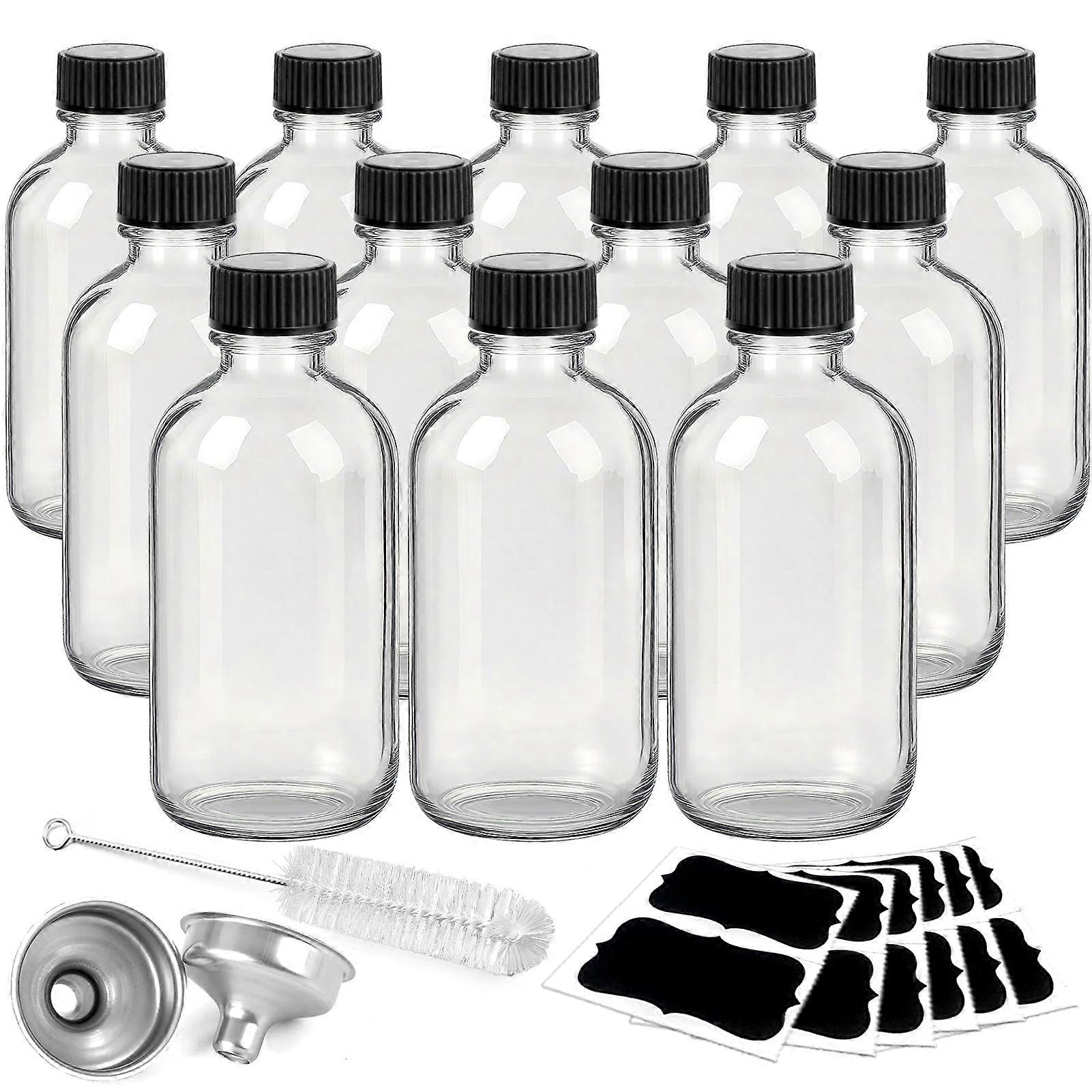 12 Pack 2oz Clear Glass Bottles with Caps and Funnels, Leakproof Mini Jars for Liquids and DIY