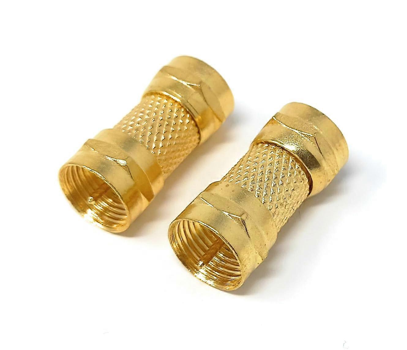 F Type Screw On Male To Male Plug To Plug 75 OHM Coax Adapter Coupler 2 Pack GoldPlated RG6 RG59 Compatible