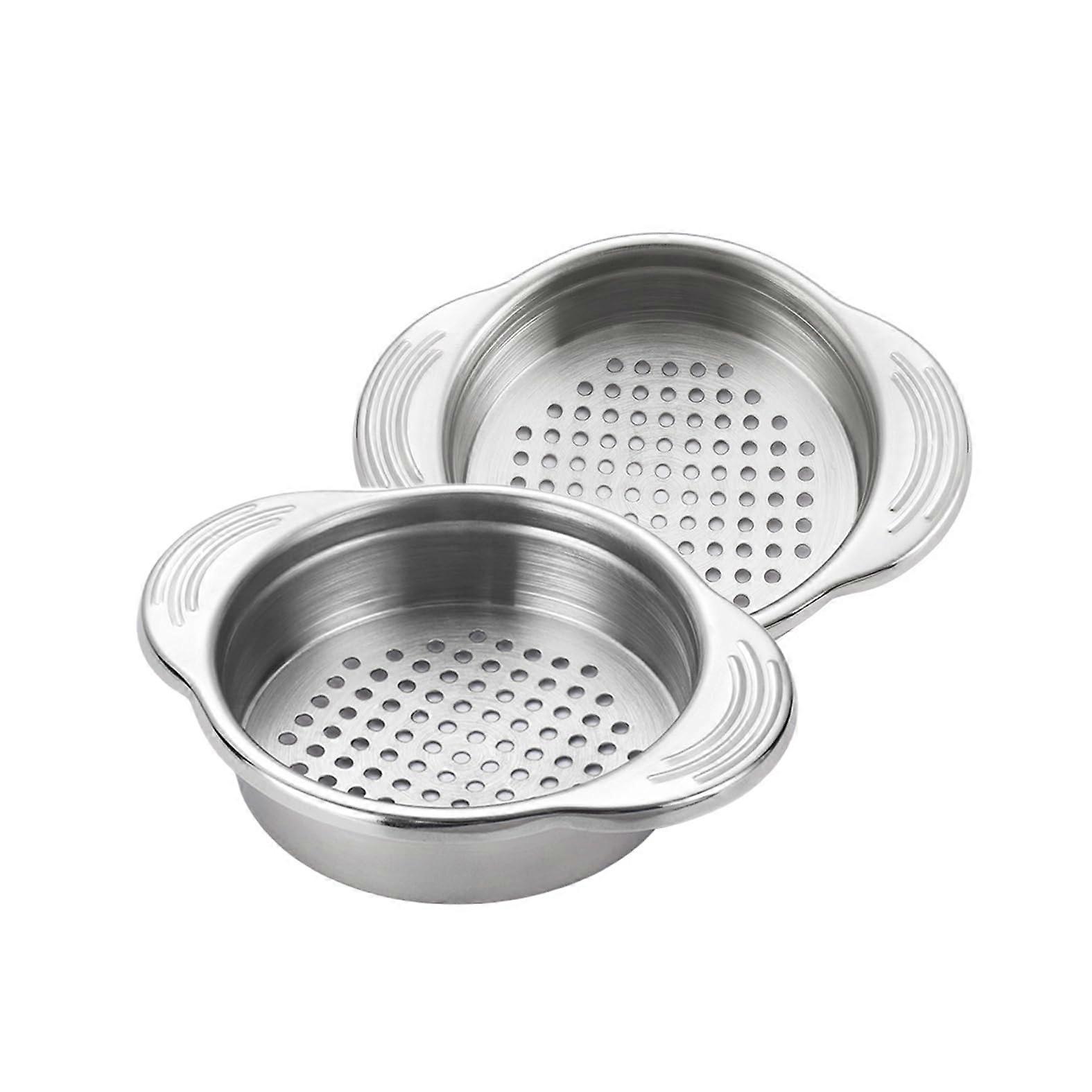 2PCS Stainless Steel Can Strainer Colander Press Lid for Quick Mess Liquid Drain in Kitchen