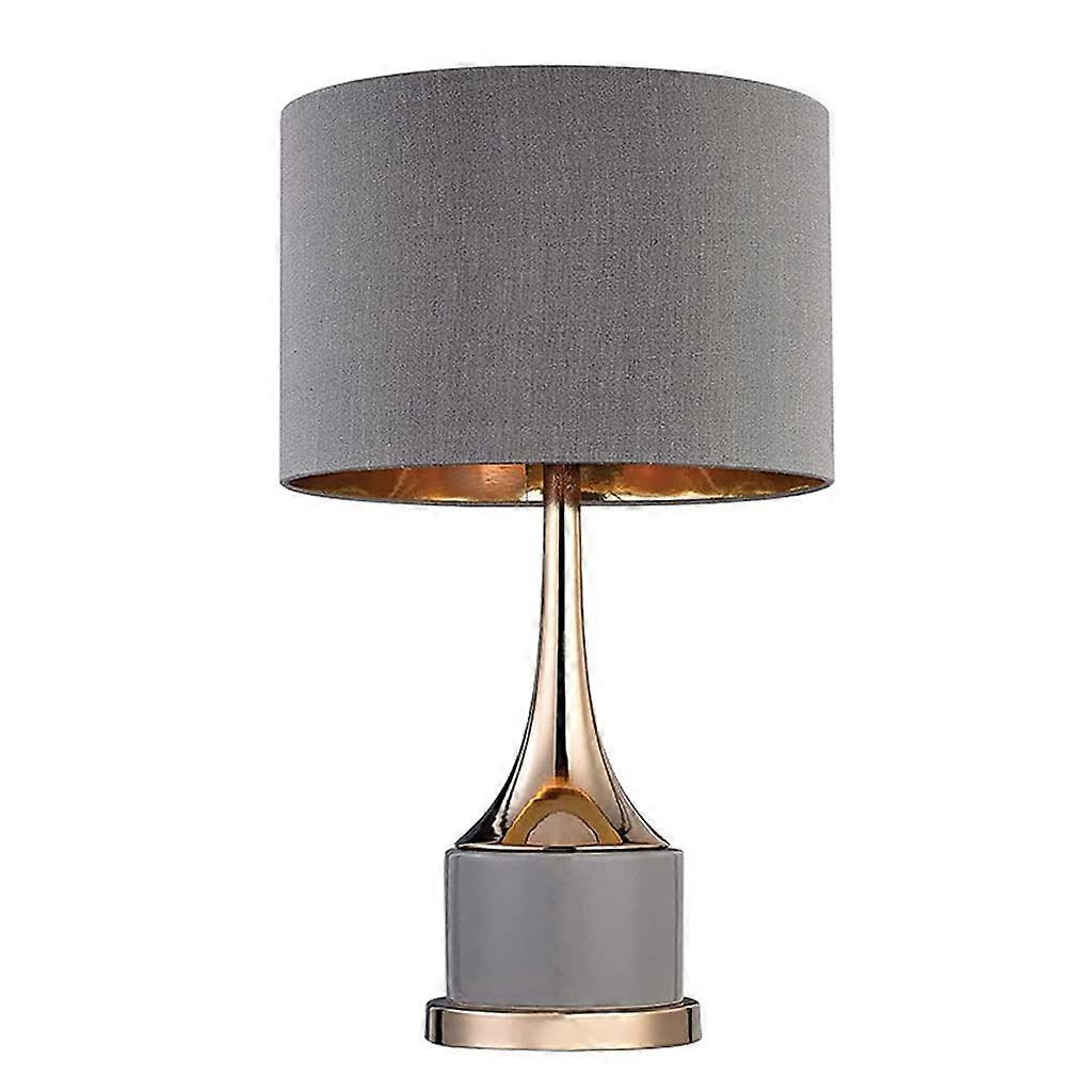 Modern Bedside Table Lamp with Fabric Shade, Metal Base, Eye Protection, Push Button Switch