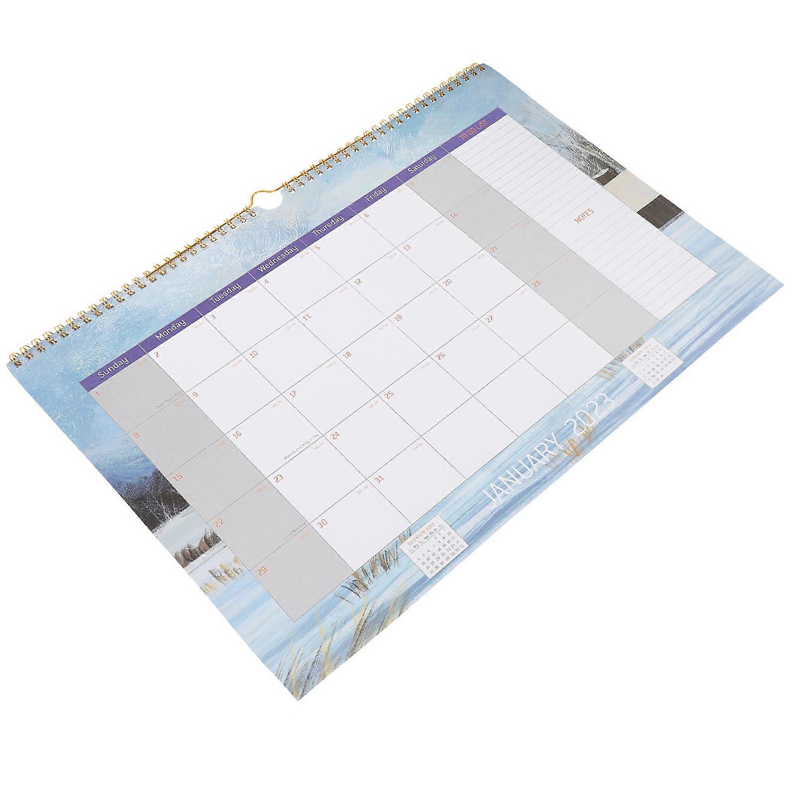 Year Calendar Wall Desk Calendar Home Office School Dorm Simple Rectangular Sky-Blue 42X30CM Note-taking 1Pack