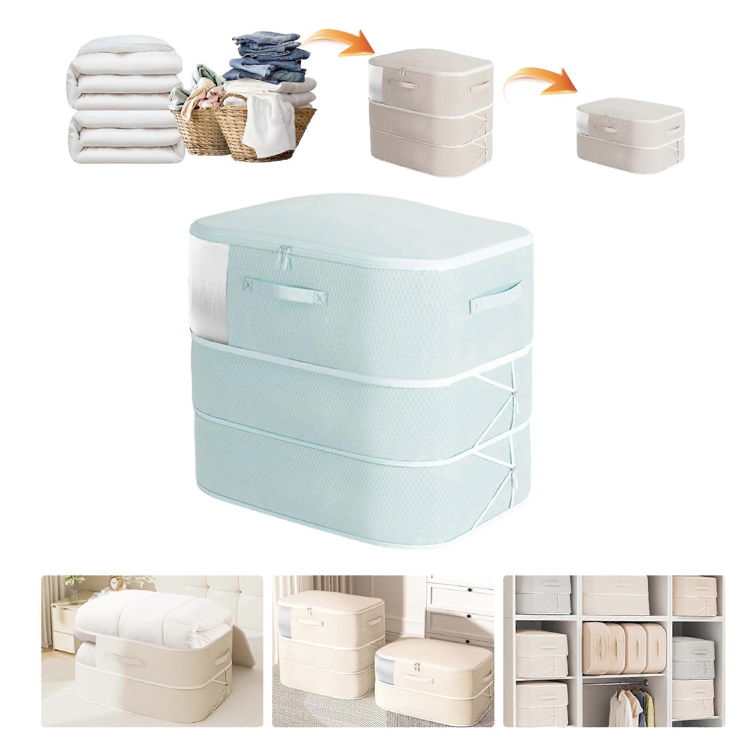 Extra Large Compression Storage Bags 136L with Transparent Window and Handles for Bedding Blankets Pillows Clothes Blue