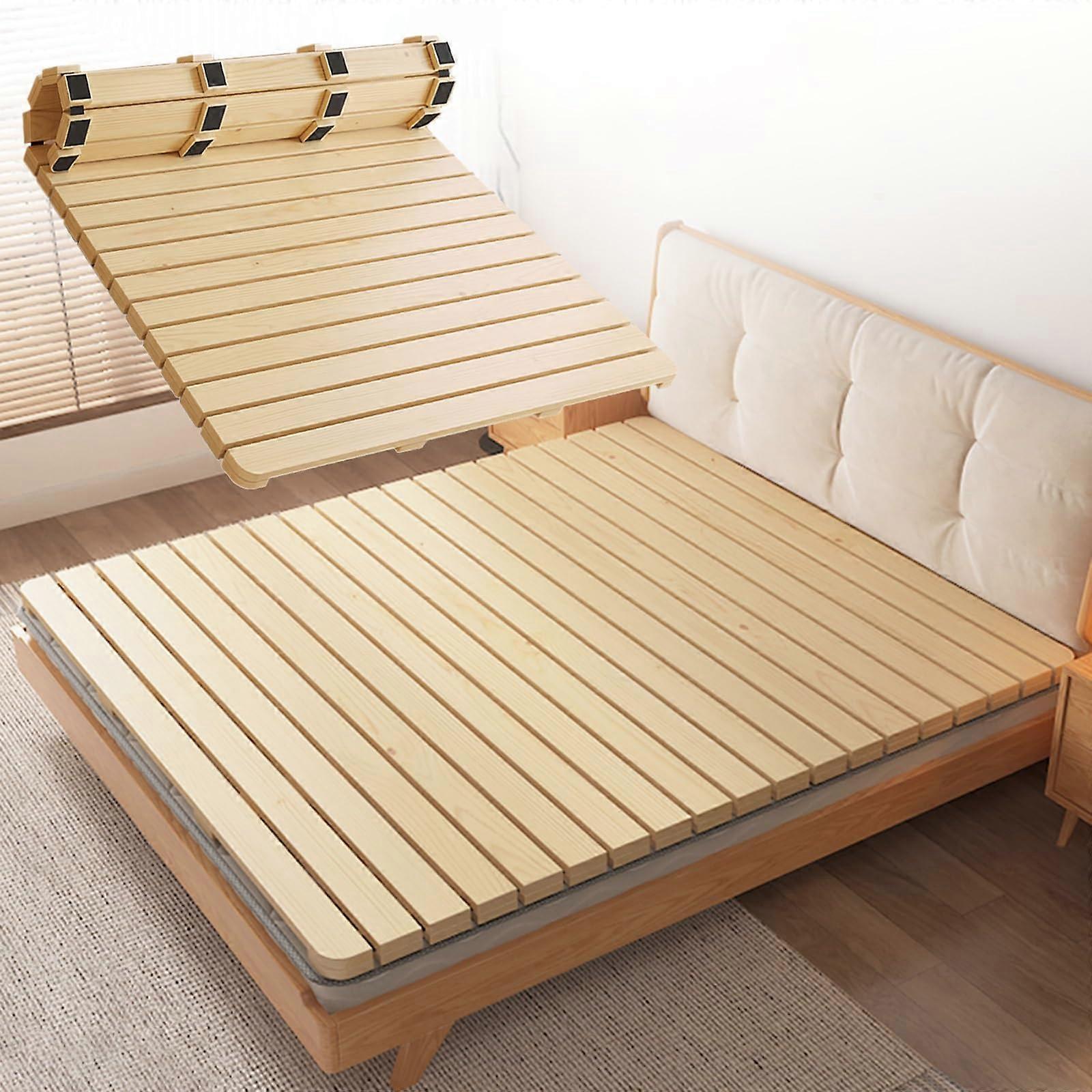 Heavy Duty Pine Wood Bed Slats for Full and Queen Size Frames, Foldable Mattress Support