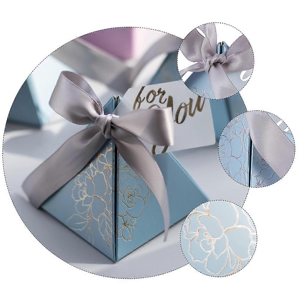 Pyramid Candy Box Paper Design for Candy Storage 20Pcs Blue Wedding Case