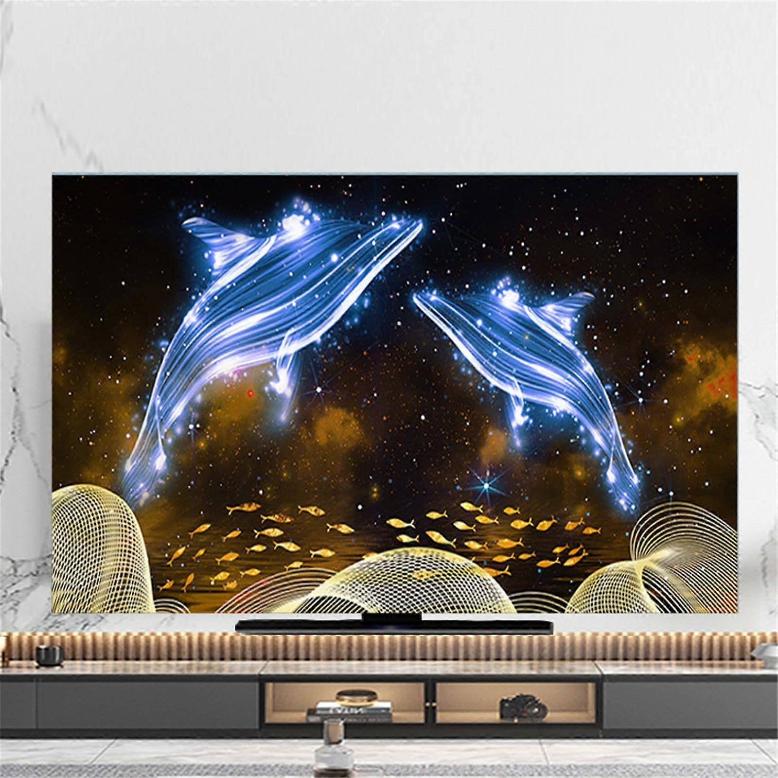 TV Dust Cover Universal Elastic 3280 Inch Dolphin Design Screen Protector Breathable Decor