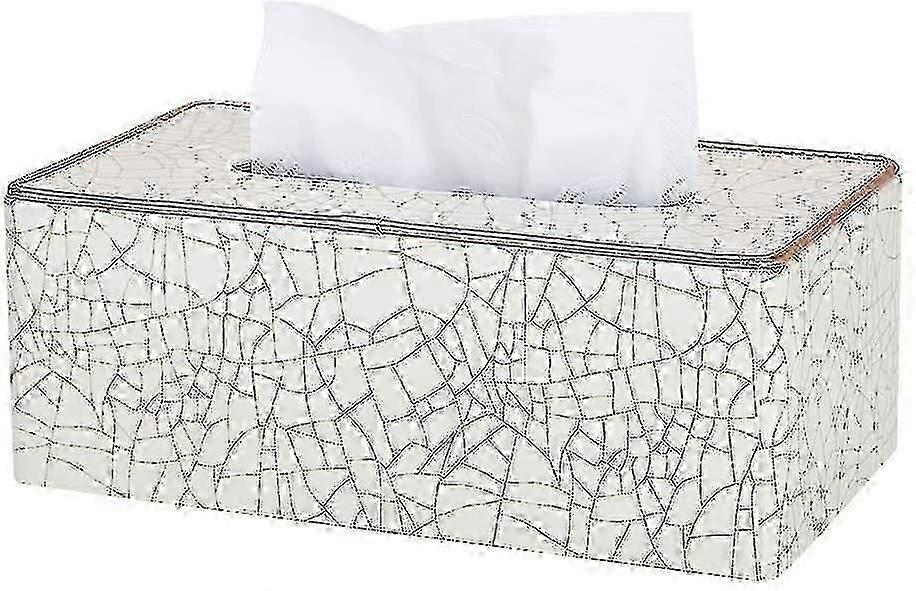 Rectangular Leather Tissue Box (beige - Ice Cracks Pattern)