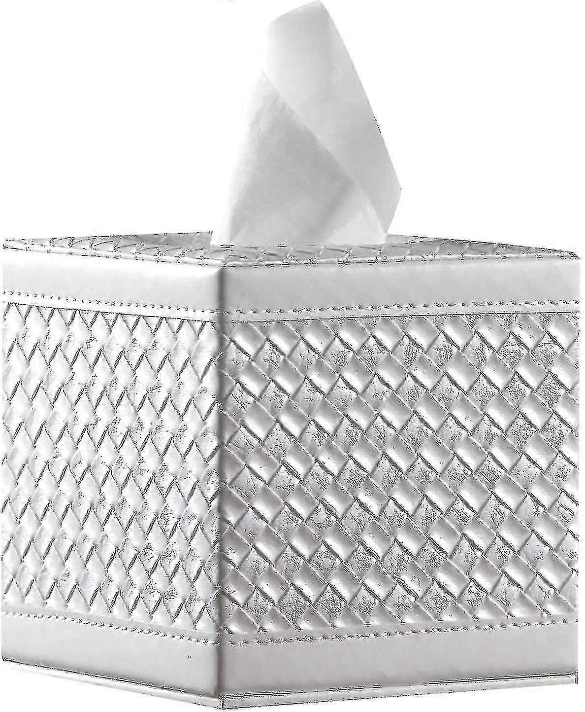 Tissue Box Cover Square, Dispenser Organizer,white Grid 25-26