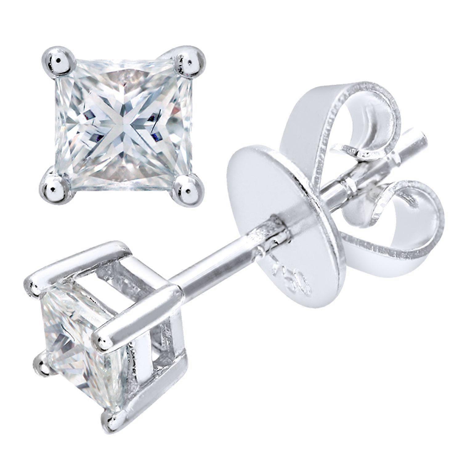 Jewelco London Platinum Princess 1/3ct Diamond Solitaire Stud Earrings