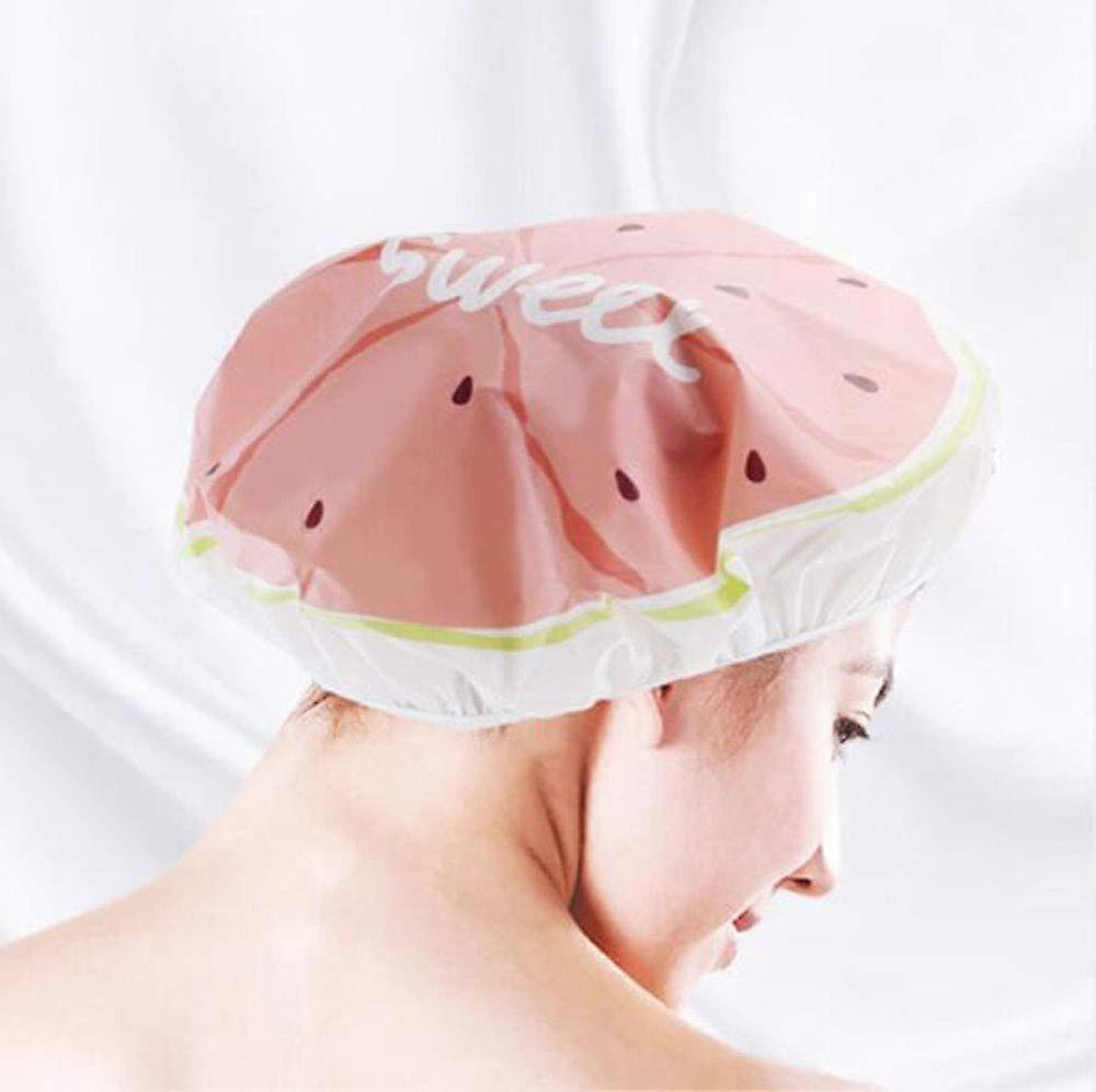 Reusable Waterproof Shower Cap Set with Adjustable Elastic Fit and Cute Cartoon Patterns 4 Pcs