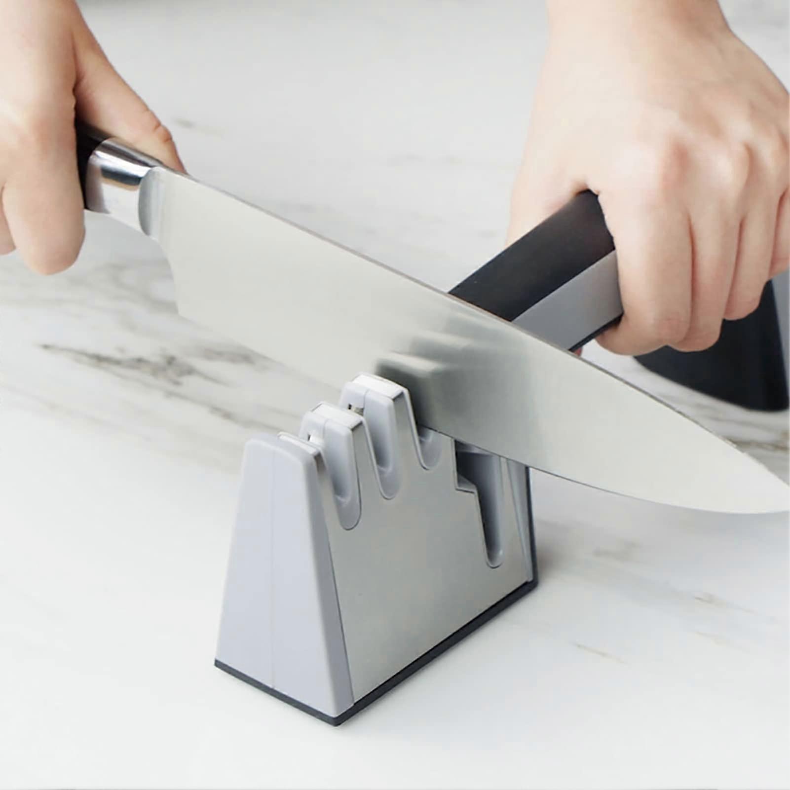 4Stage Knife Sharpener with DoubleSided 400/1000 Grit Sharpening Stone, AntiSlip Base