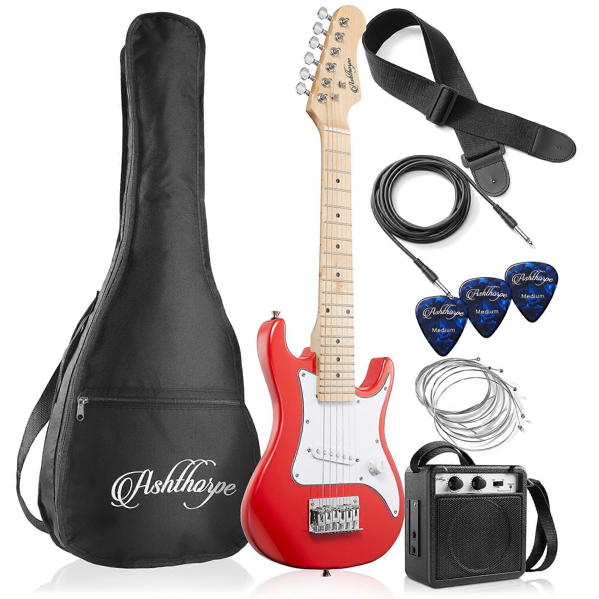 30Inch Beginner Electric Guitar Kit with Amplifier, Complete Starter Pack for Kids Beginners Red