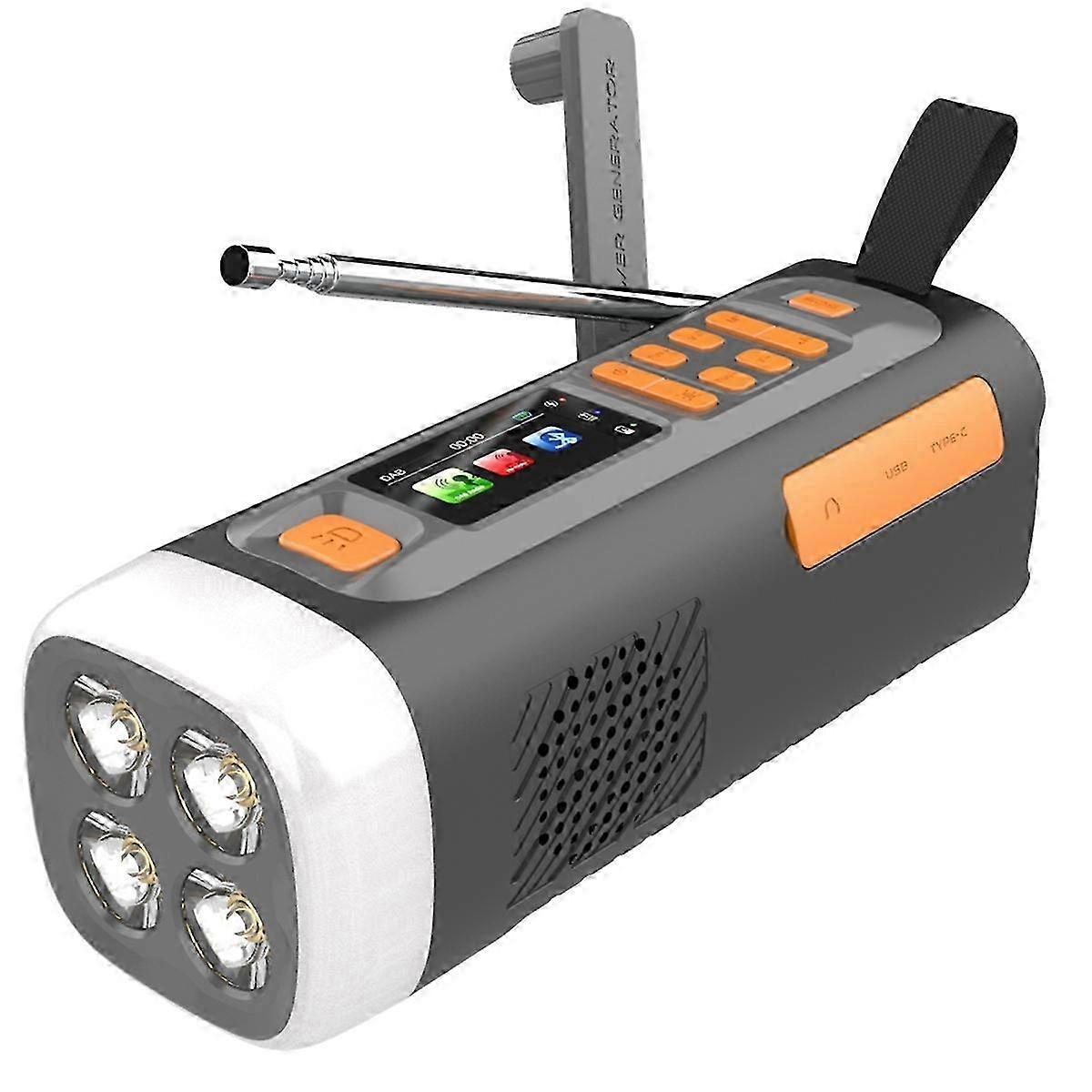 4500mAh Emergency FM/Bluetooth Radio with USB/Solar/Crank 3-Way Power Compatible With Camping