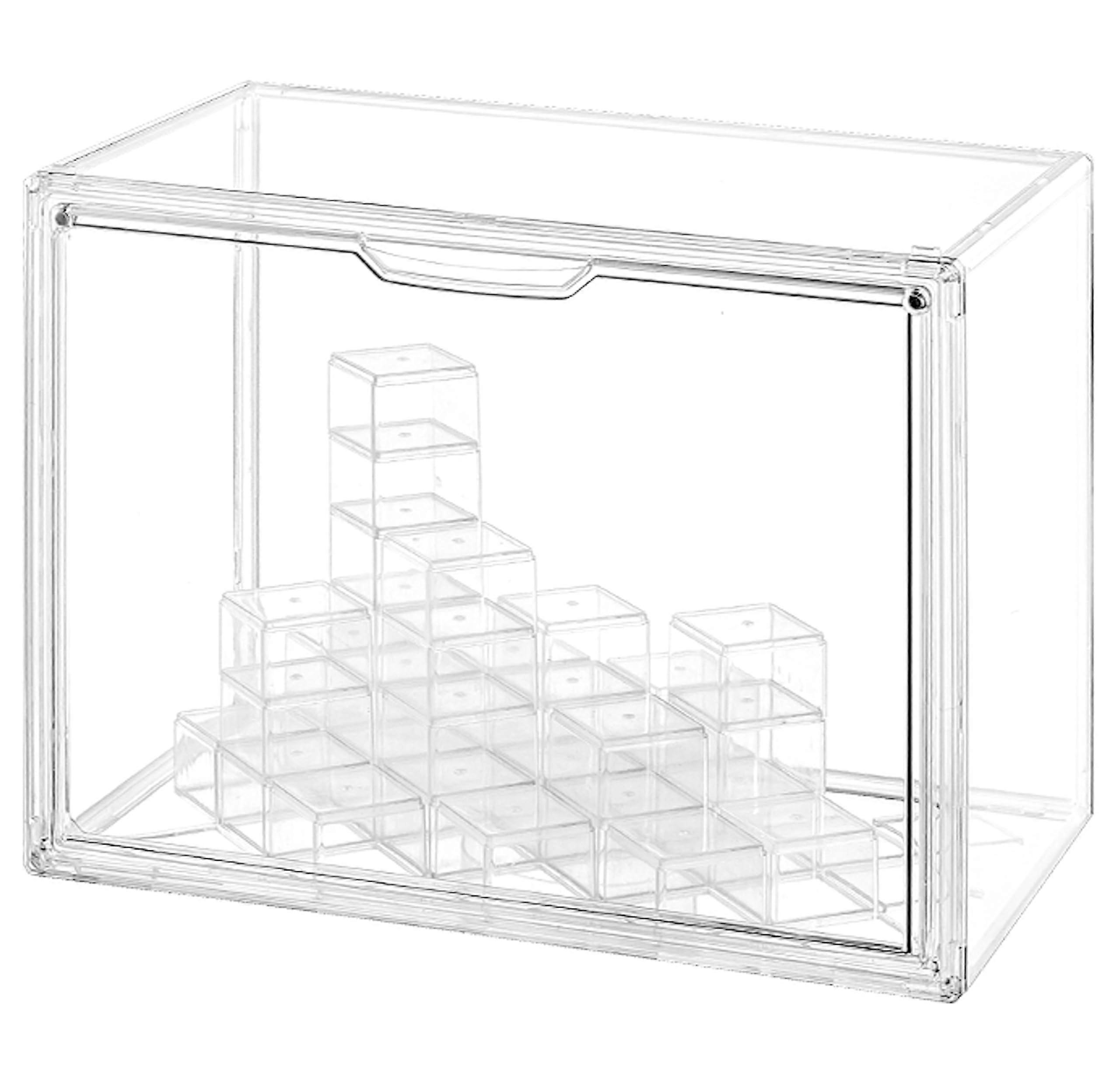 Clear Acrylic Display Case with Magnetic Door, Stackable Modular Storage Box for Figures and Collectibles