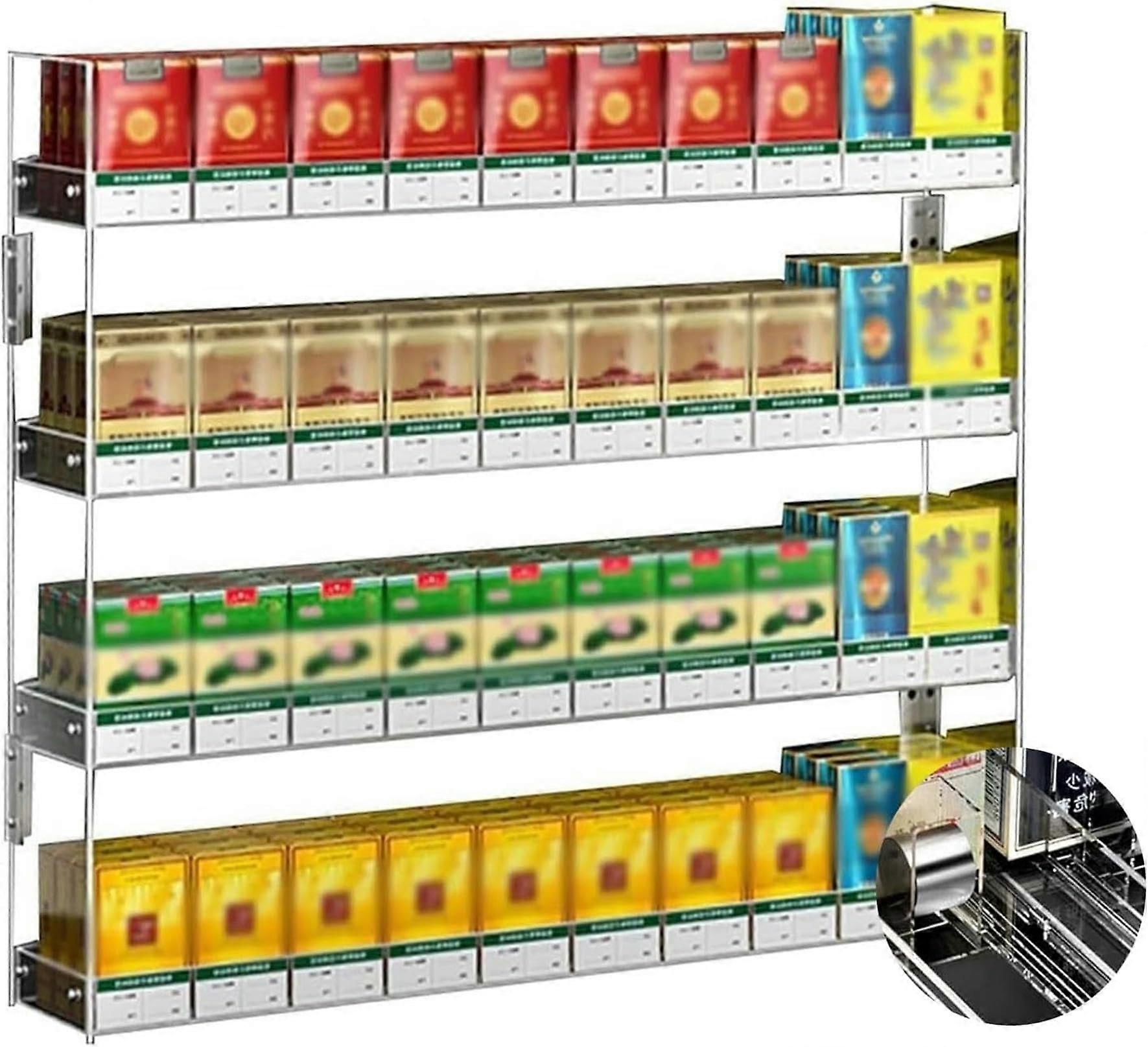 Wall Mounted Acrylic Cigarette Display Rack with Automatic Pusher for Clear Retail Showcase