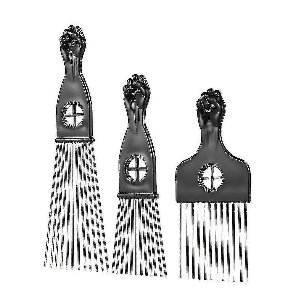 3ks kovový Afro Comb Pick Comb Účes Styling Tool