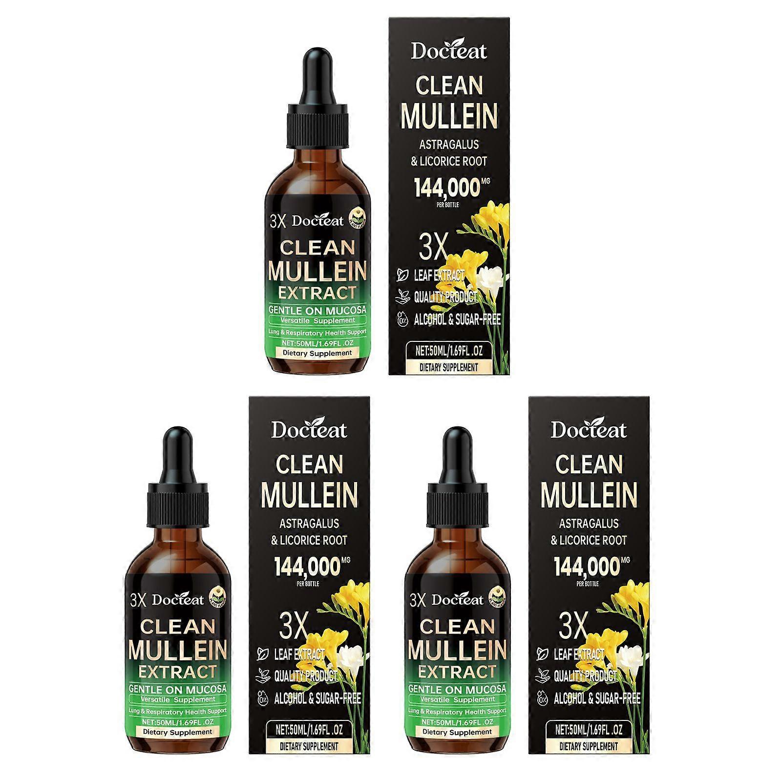 Clean Mullein Leaf Extract for Lung Cleanse, Respiratory Support, 3X Mullein Leaf Fomula