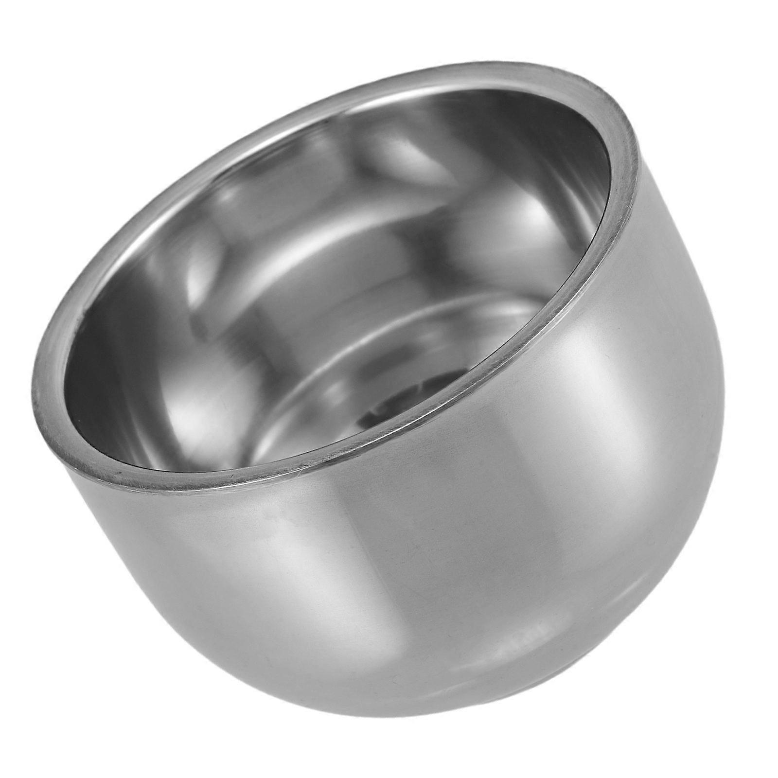 Bol à savon à raser en acier inoxydable argenté, facile à nettoyer.