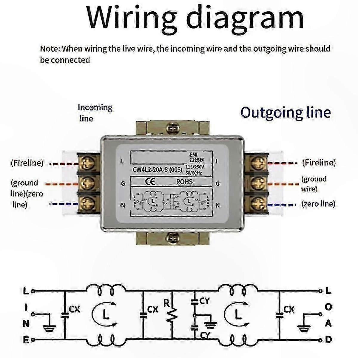 Single-Phase 220V AC Power Supply EMI Filter for Anti-Interference Applications