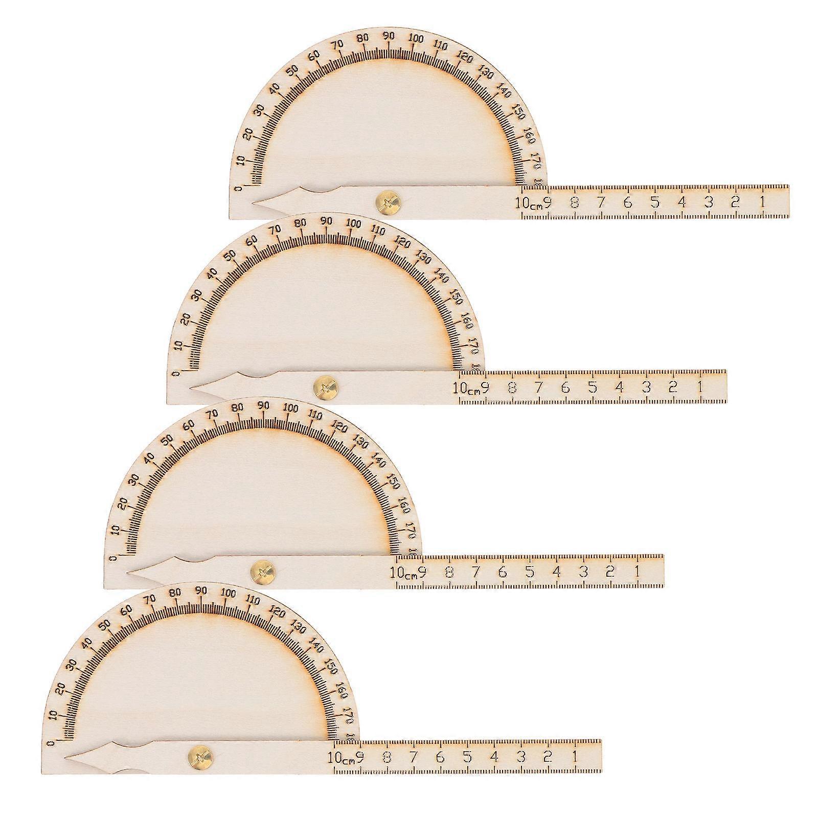 Technology Making Tool Wooden Protractor for Teaching Use 4Pcs Adjustable Ruler Set