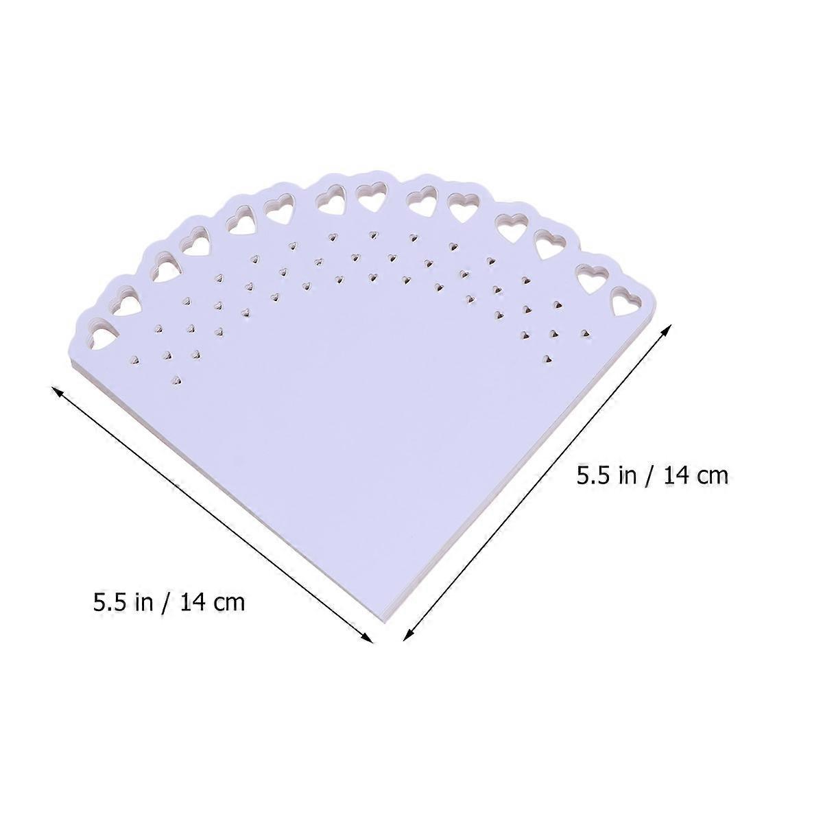 Bouquet Wrapping Paper Heart Pattern Cone for Decoration 50Pcs White
