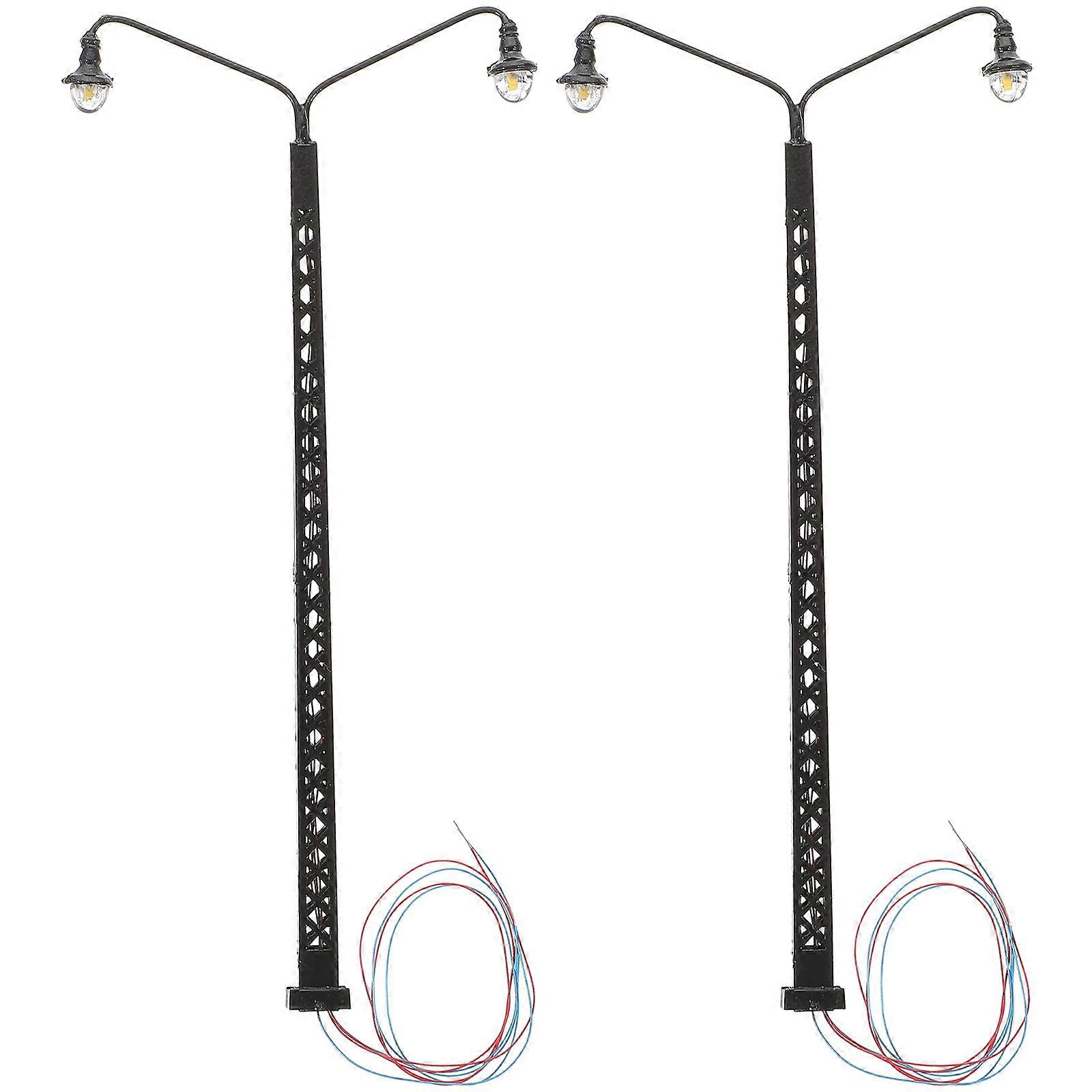 Railroad Train Lamp Model Making Accessories Scene Decoration Rectangular Shape 2Pcs