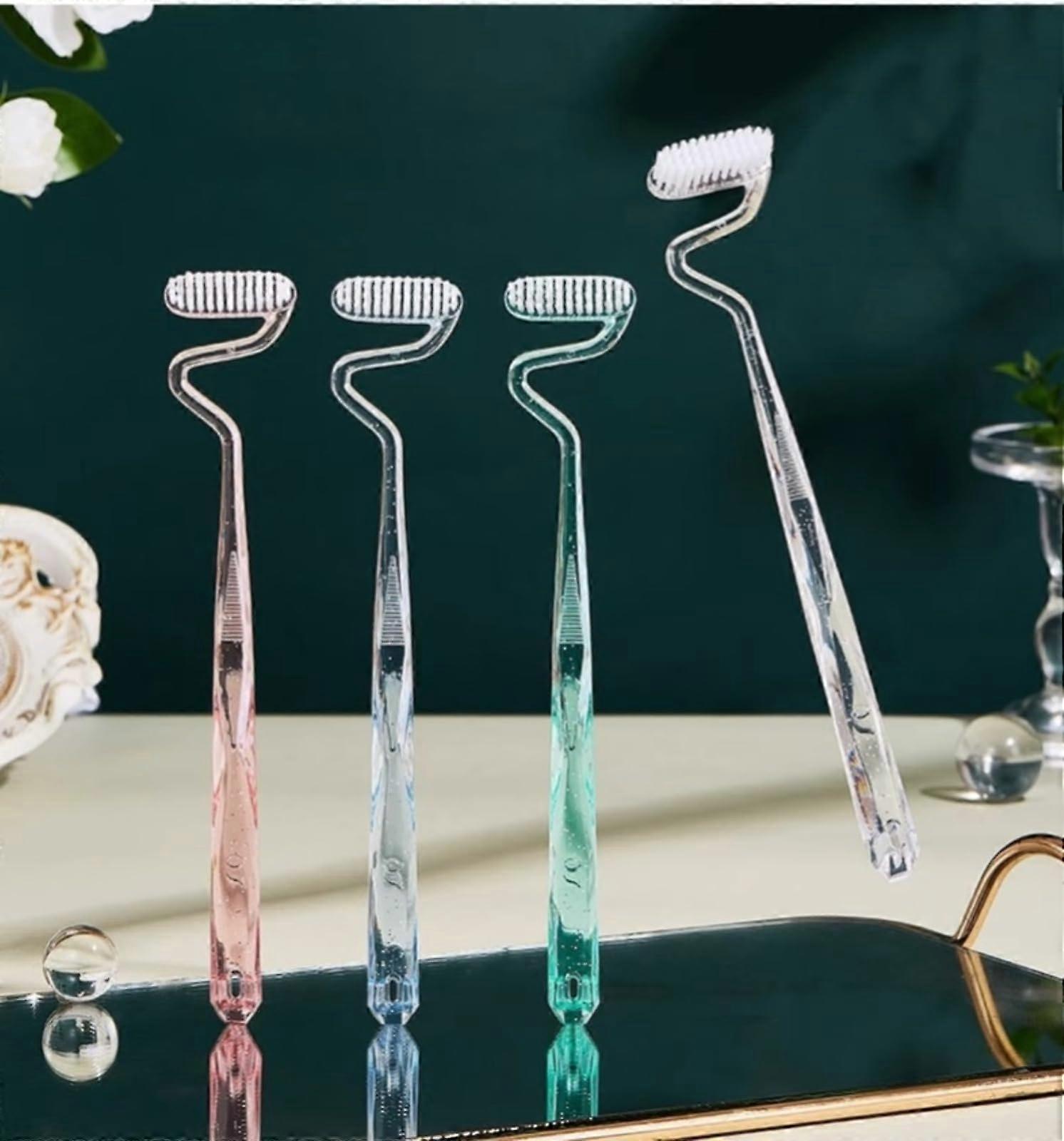 Soft Bristle Toothbrush for Sensitive Teeth with SShaped Head and AntiSlip Handle, 4 Pack