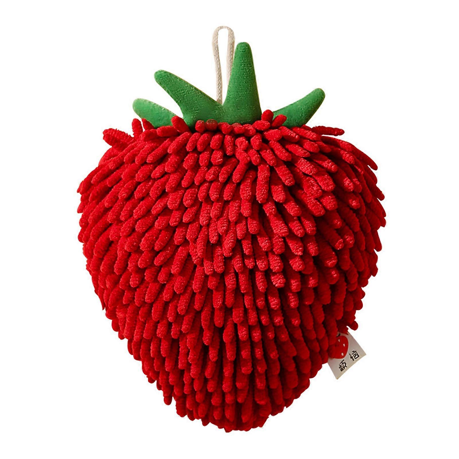 Soft Puff Kitchen Towel - Strawberry Shape Hand Towel with Loop