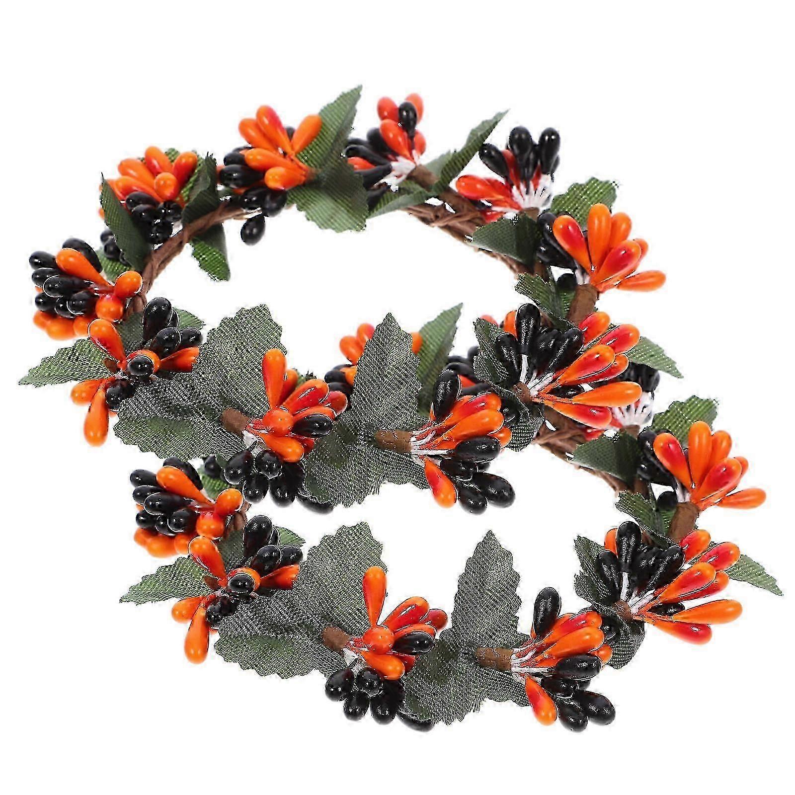 Candle Wreath Ring Simulation Candle Holder for Decor 2Pcs Set