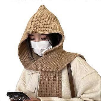 Écharpe, bonnet, couleur unie, coupe-vent, protection des oreilles, en maille épaisse, capuche, couvre-chef d'hiver pour activités extérieures KAESI