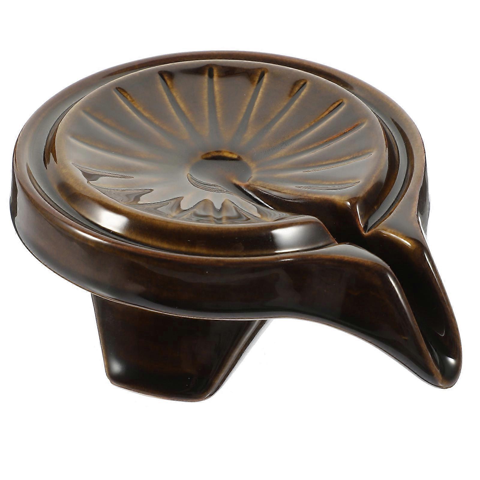 Dark Brown Ceramic Soap Holder for Bathroom Draining 2Pcs Set