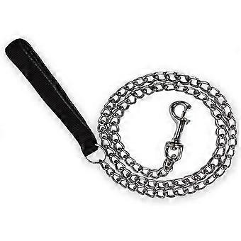 Chain Dog Leash 3.0mm x 120cm Steel Metal with PU Leather Handle for Large Dogs