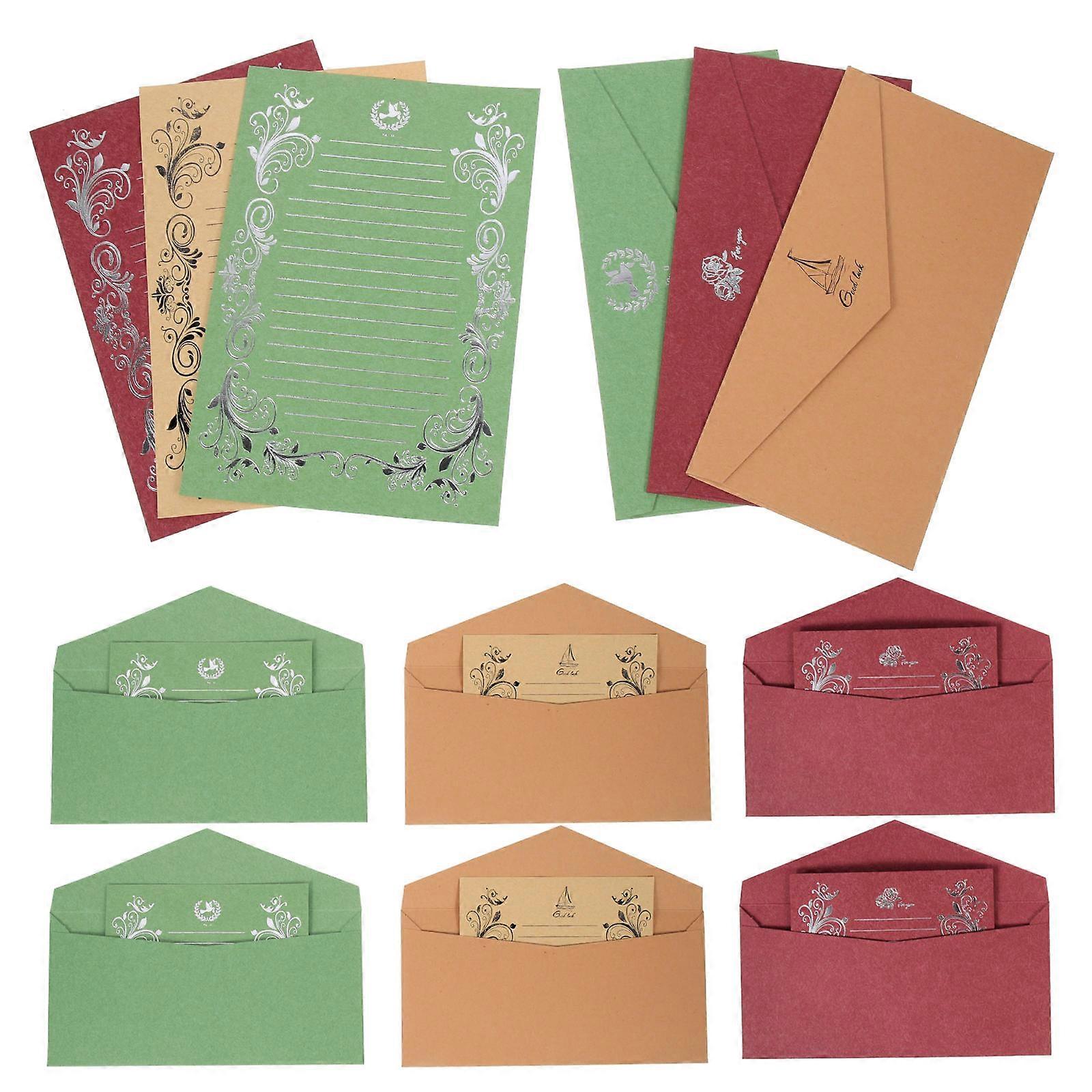 12 set med vintagekuvert, brevpapper, brevpapper, set, brevpapper, kuvertkit
