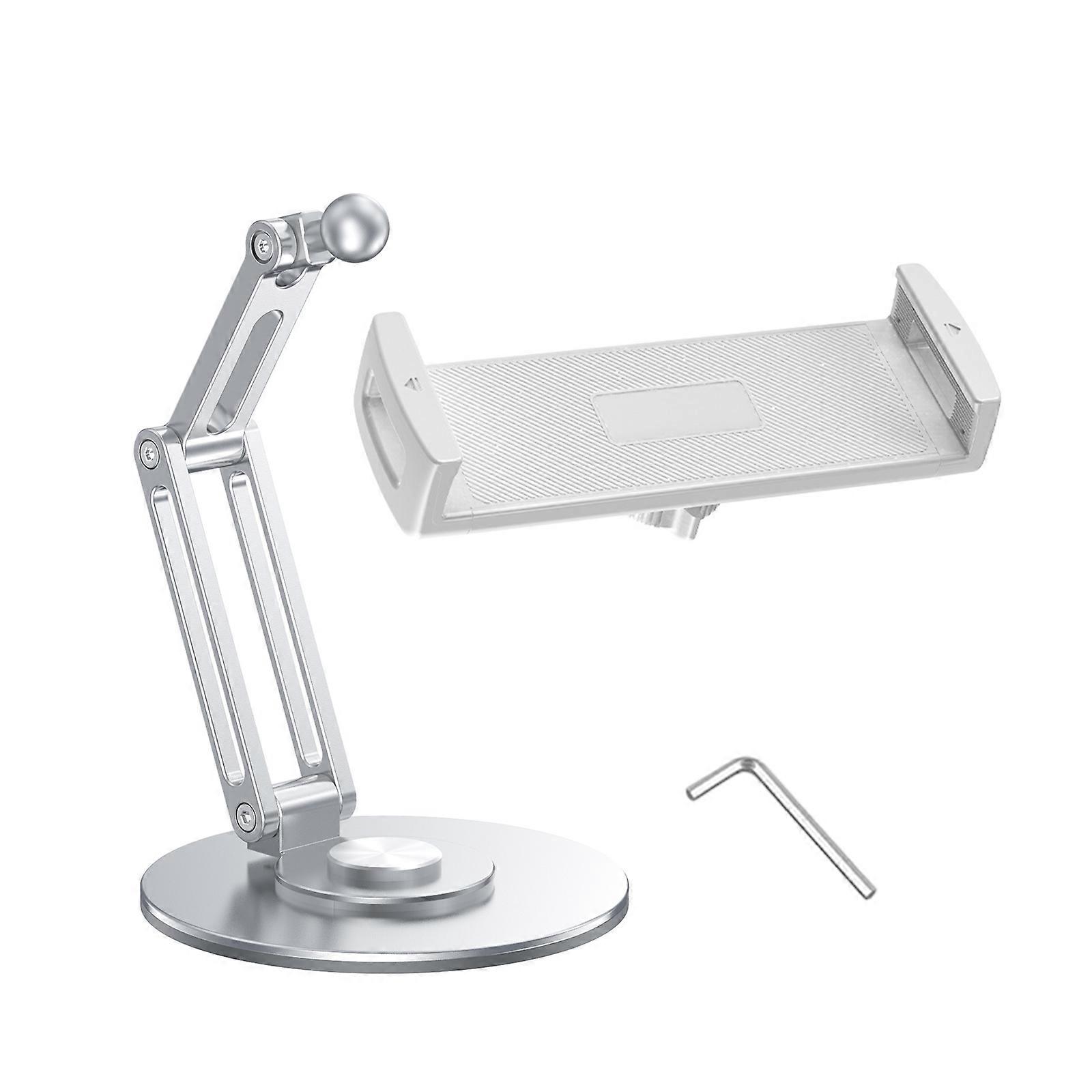 Tablet Stand Bracket Desk Adjustable Tablet Bracket Foldable 360 Degree Rotatable Desktop Tablet Bracket for Phone  Silver