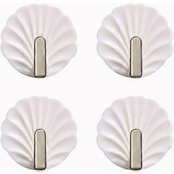 Dww-4 pices haken muraux en forme de coquillage - blanc, haken muraux de forme mignonne, haken de suspension auto-adhsifs pour sac main, ser