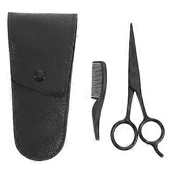 Stainless Steel Beard Trimming Shears with Comb and Storage Bag, 3-Piece Set for Home Grooming and Travel