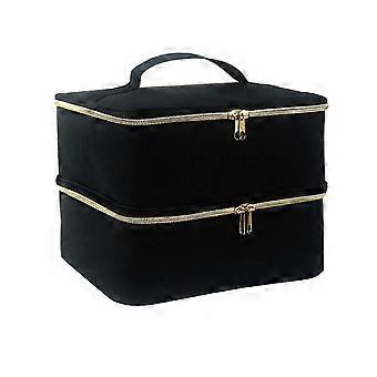 Nail Polish Organizer Nail Polish Storage Bag Portable Nail Polish Holder Holds 30 Bottles and Nail Dryer Lamp, Black