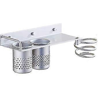 Suporte de secador de cabelo montado na parede, cuidados com o cabelo do banheiro e ferramenta de estilo Organizador de armazenamento cesta de armazenamento, alumínio Organizador de rack de corte organizador de ferramentas de cabelo Organizador Storag