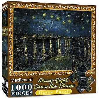 Fine Art Jigsaw Puzzle 1000 Pieces Vincent Van Gogh Starry Night Over The Rhone Puzzle Famous Oil Painting for Adult Family Game Gift