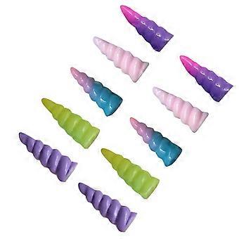 10 PCS Unicorn Horn Toys Resin Spiral Shaped Decoration Party Favor Party Supplies (Random Color)