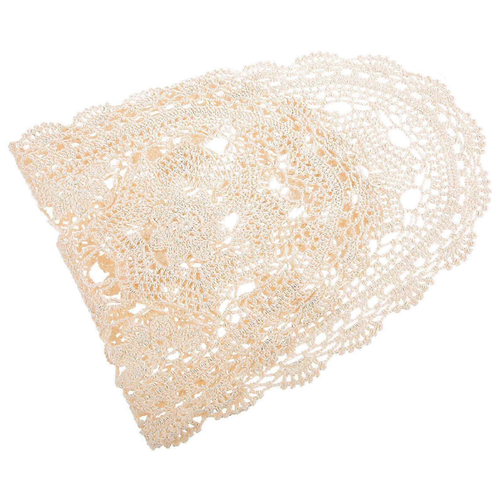Delicate Table Runner compatible with Cotton Crochet Table Cloth in Beige