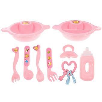 11x8.5cm Creative Simulation Baby Doll Play House Toy Set Feeding Toy Pink