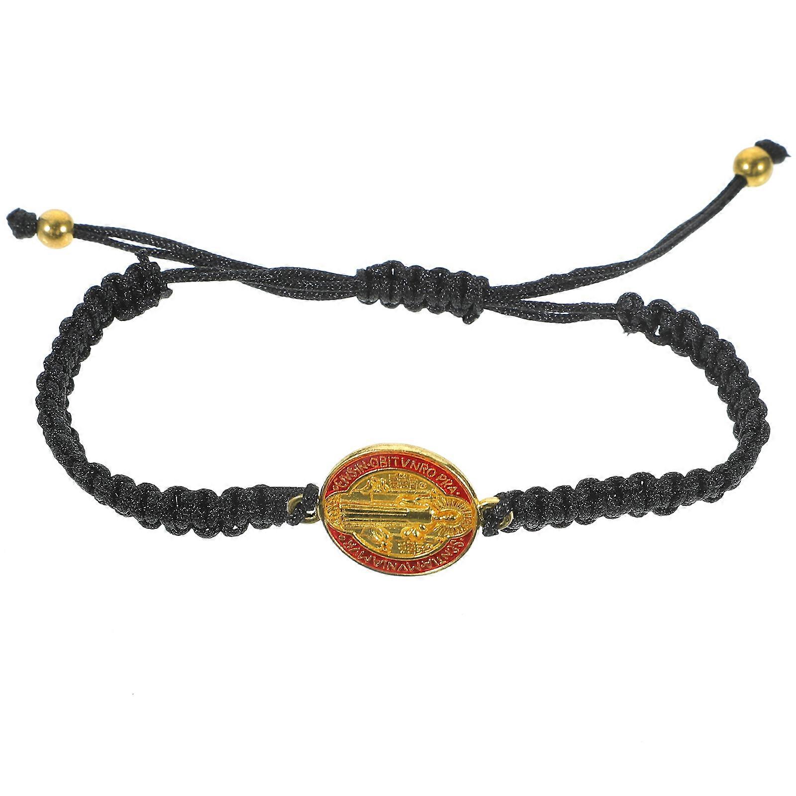 Catholic Adjustable String Bracelet Saint Benedict Handmade for Praying 2Pcs