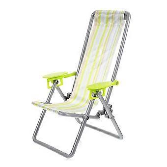 Beach Style Miniature Folding Chair, Sturdy Plastic and Cloth, Easy to Store, for Children, Indoor Play, Dollhouse Decor, 1 Piece