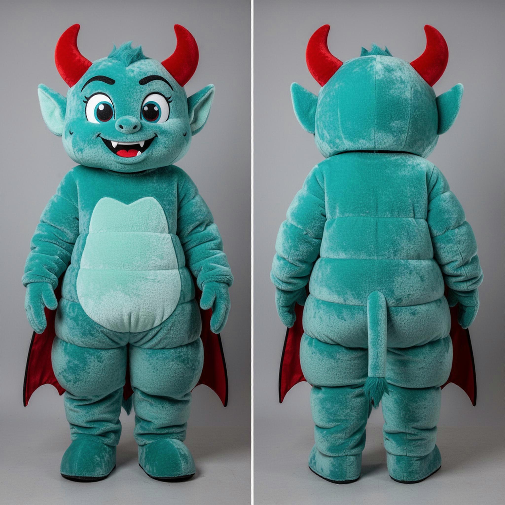 MASTICOT Turquoise Velvety Devil Mascot