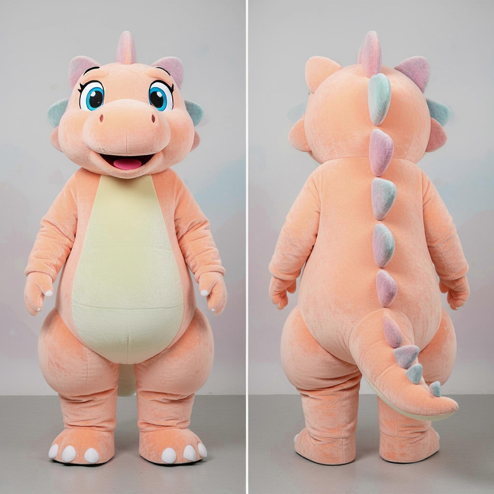 MASTICOT Peach Soft Scaled Stegosaurus Mascot