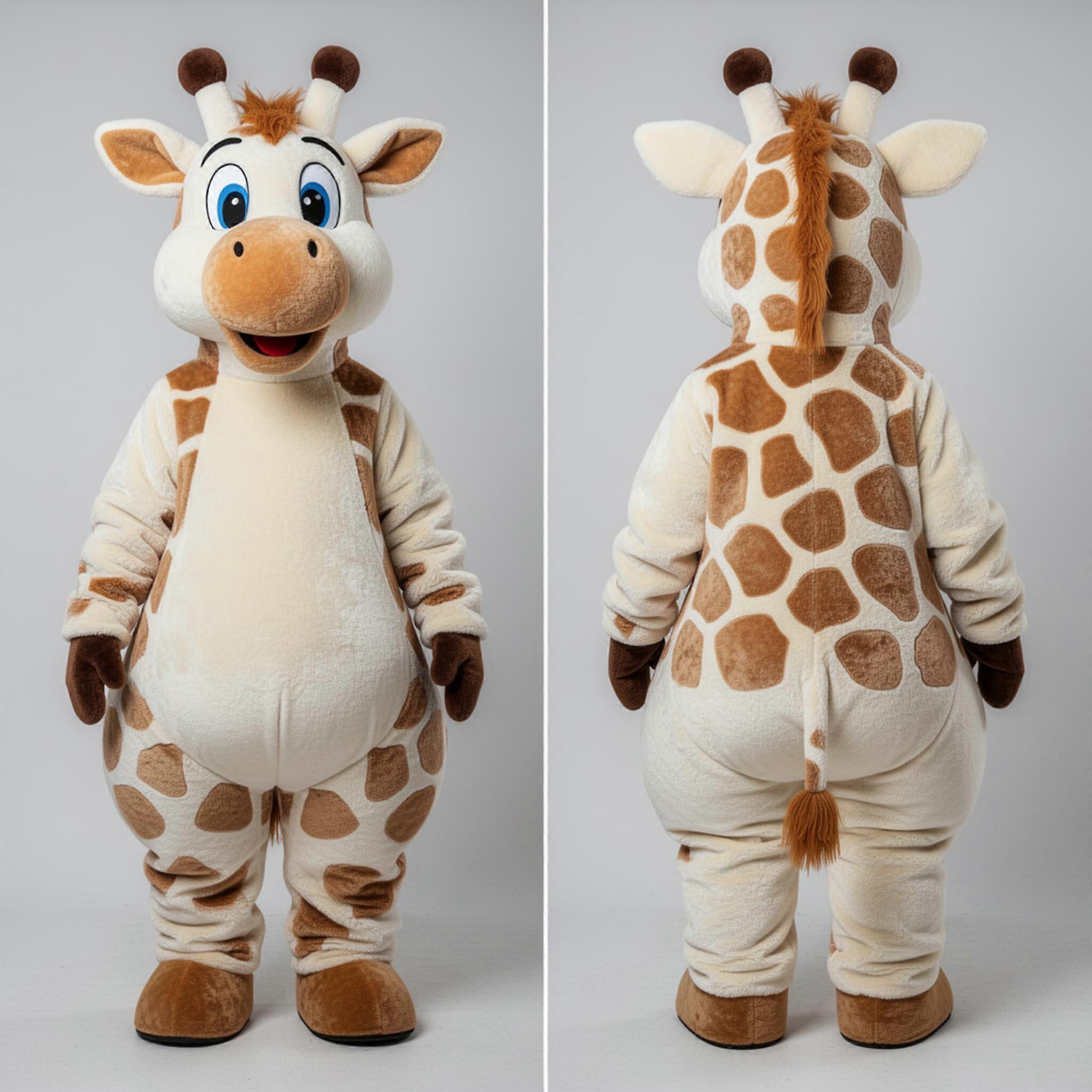 MASTICOT White Fleece Cartoon Giraffe Mascot
