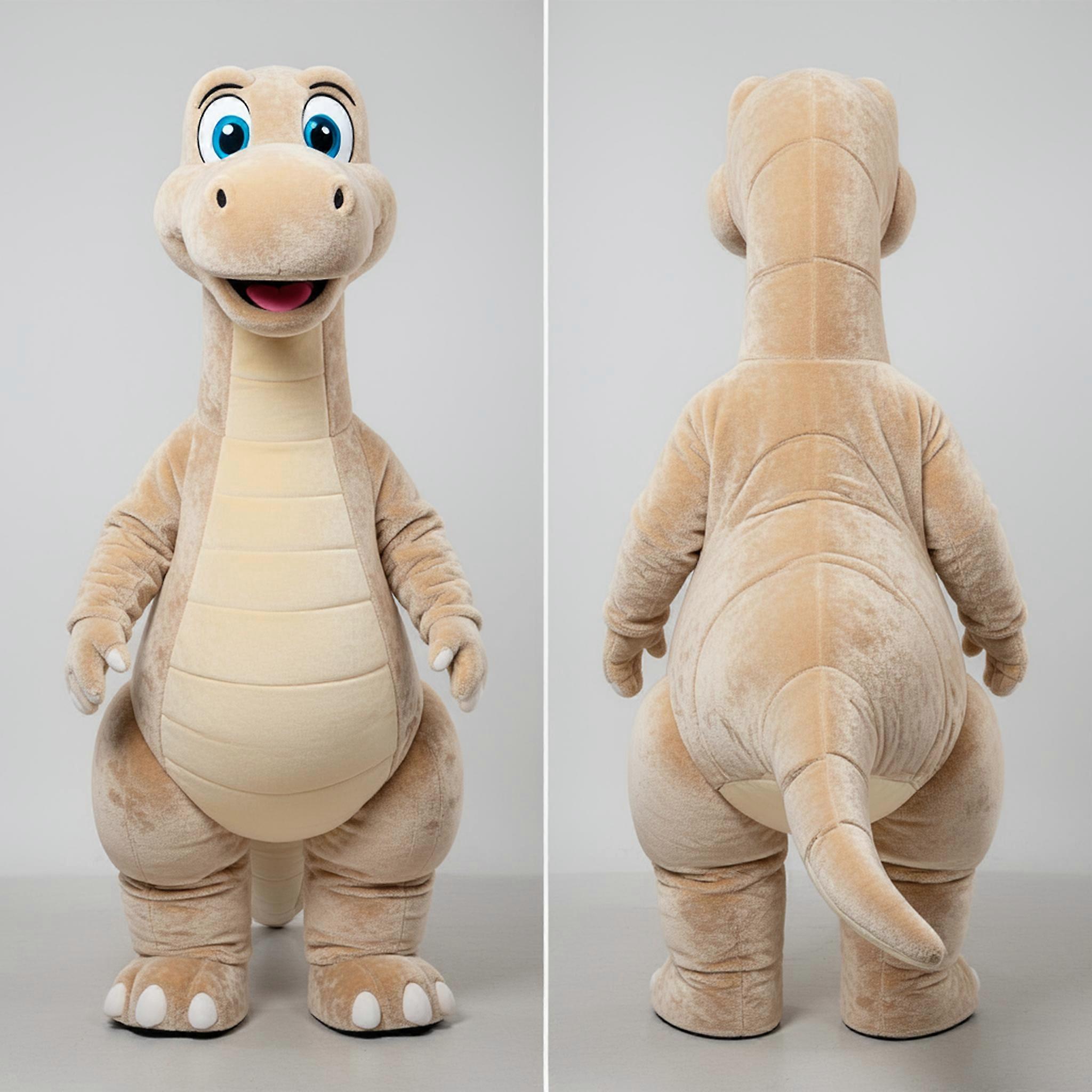 MASTICOT Beige Long Neck Diplodocus Mascot