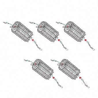 Fishing Bait Cages, 5 PCS Stainless Steel Lure Traps, Feeder Baskets, and Holder Kits