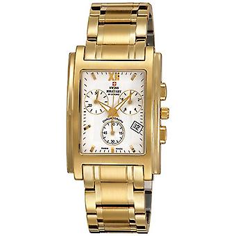 Swiss Military Quartz Analog Man Watch with Gold Plated Stainless Steel Bracelet 20007PL-2M