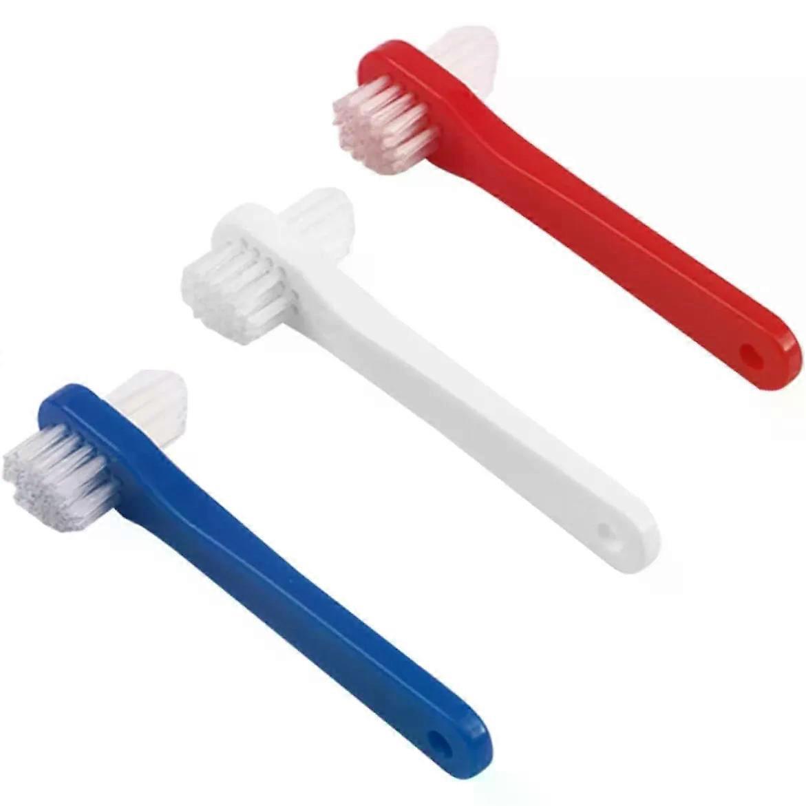 3 Pack Denture Toothbrushes Double Sided Small Head Plastic